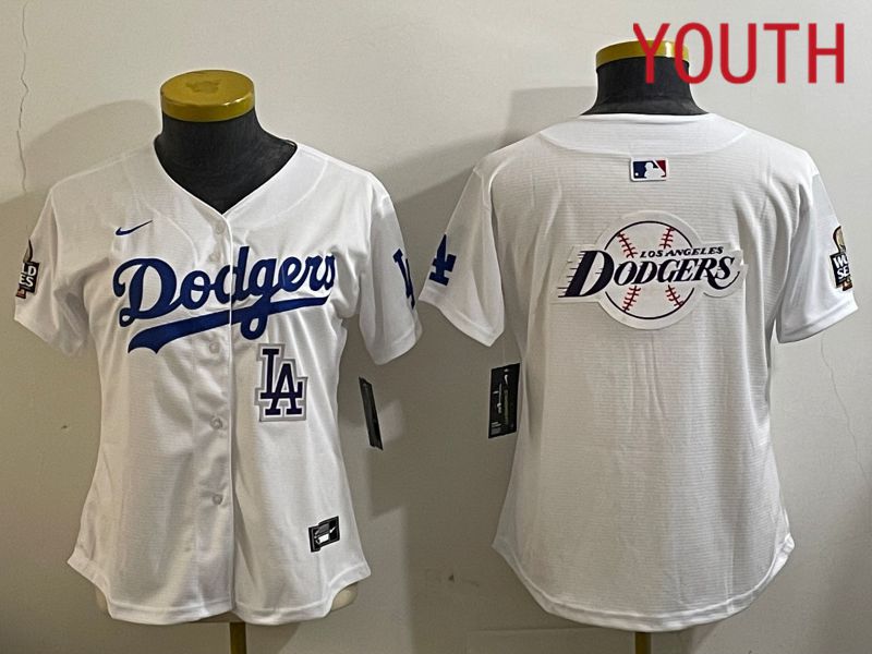 Youth Los Angeles Dodgers Blank White Game 2024 Nike MLB Jersey style 112119->youth mlb jersey->Youth Jersey